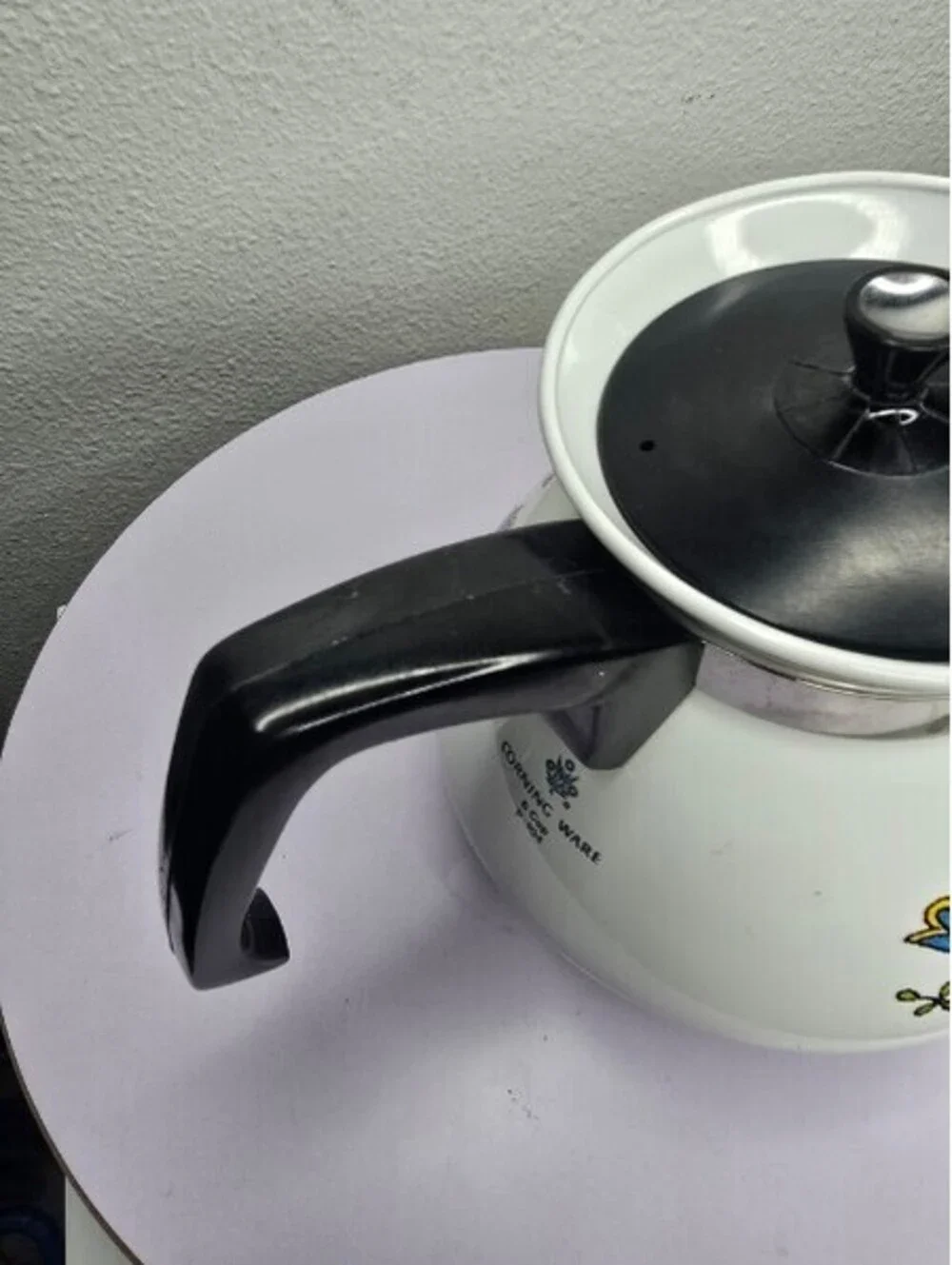 Vintage Corning Ware 6 Cup Teapot P-104 Country Festival Blue Birds 1975